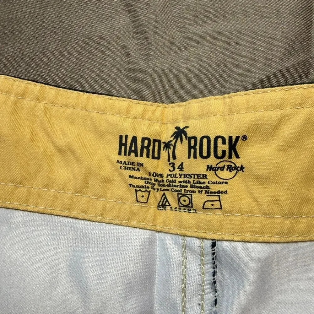 Hard Rock Boardshorts Mens 34 Swim Trunks Hibiscus Guitar Beach Swim Vacation